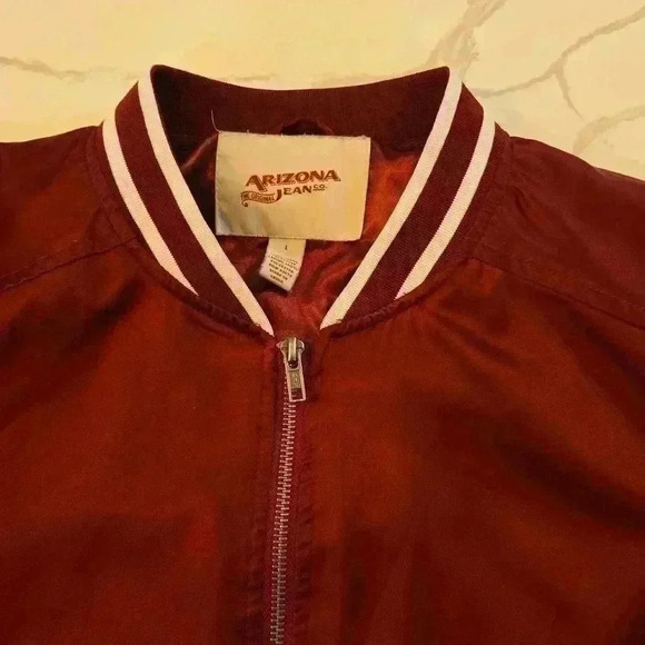 Arizona Jean Company Womens Y2K 2000s Satin Bomber Jacket Maroon Size Large - Picture 6 of 11